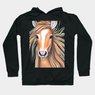 light brown horse head with flowing mane Hoodie